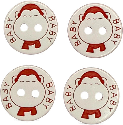 Decorative Baby Buttons, Red and White, 12.5mm, Pack of 10