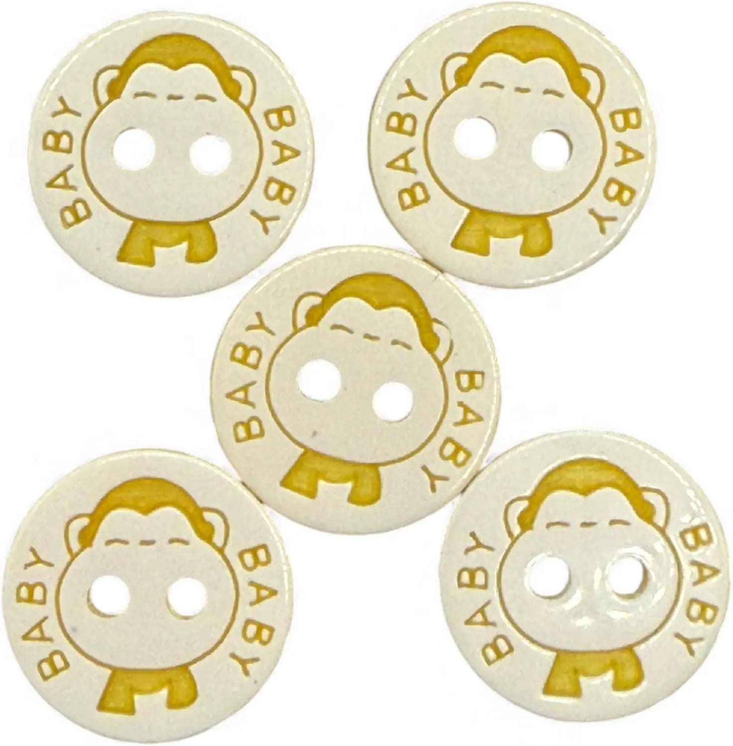 Baby Buttons, 12.5mm Resin, Yellow and White, Pack of 10