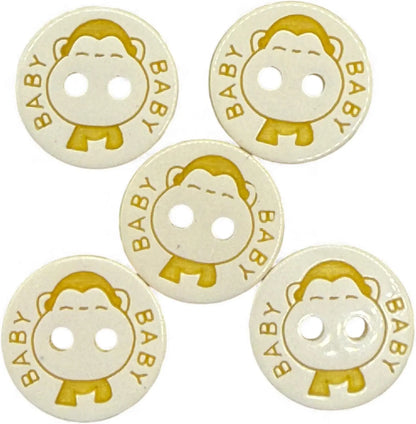 Baby Buttons, 12.5mm Resin, Yellow and White, Pack of 10