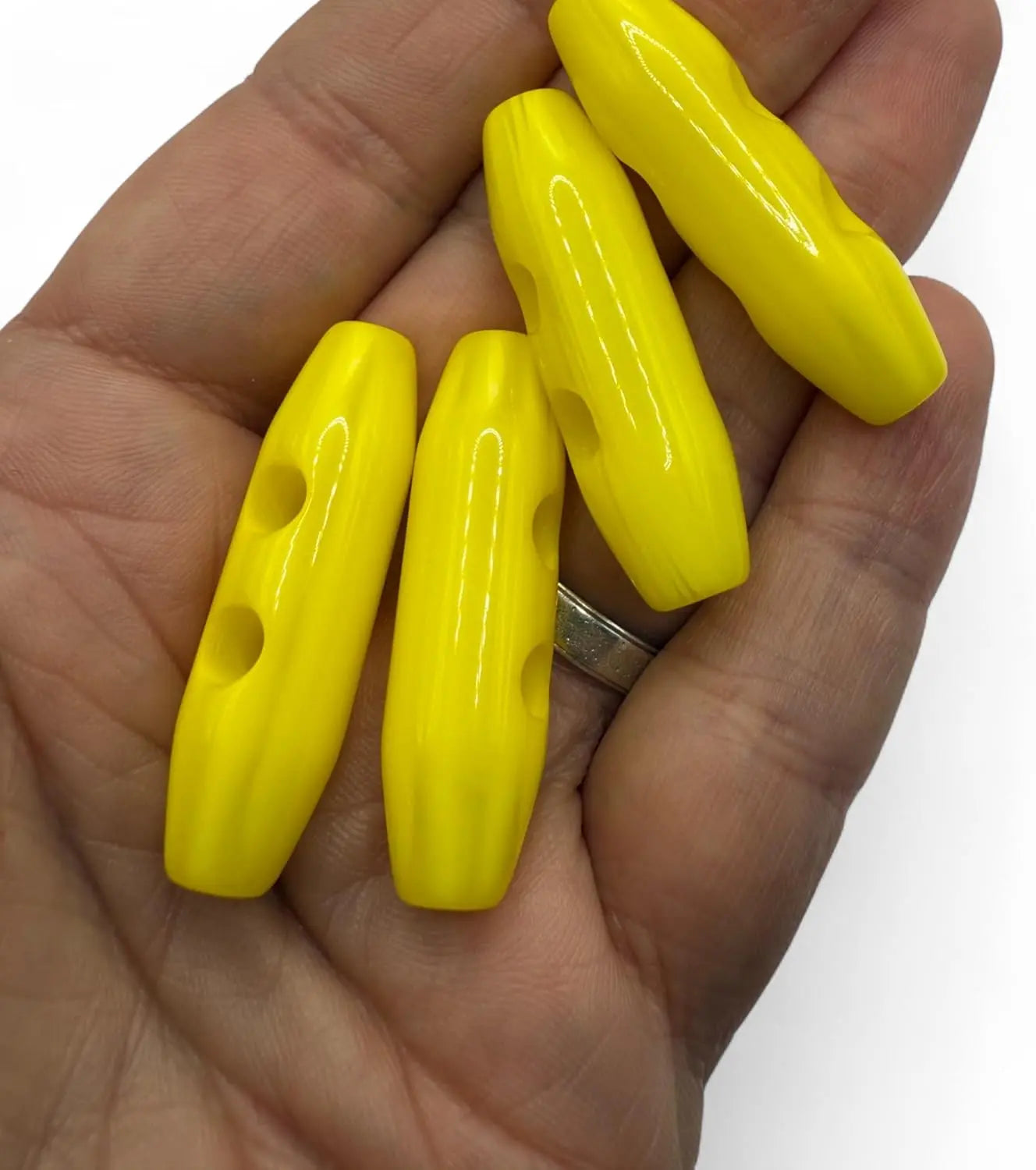 Plastic Toggle Buttons, 38mm, 2 Hole, Yellow, Pack of 6