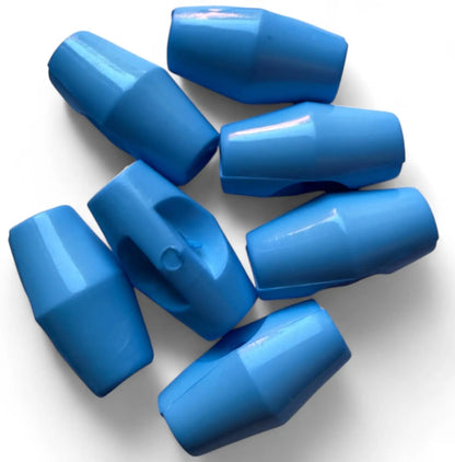Baby Toggle Buttons, Blue Plastic Duffle Fasteners, 19mm, Pack of 6