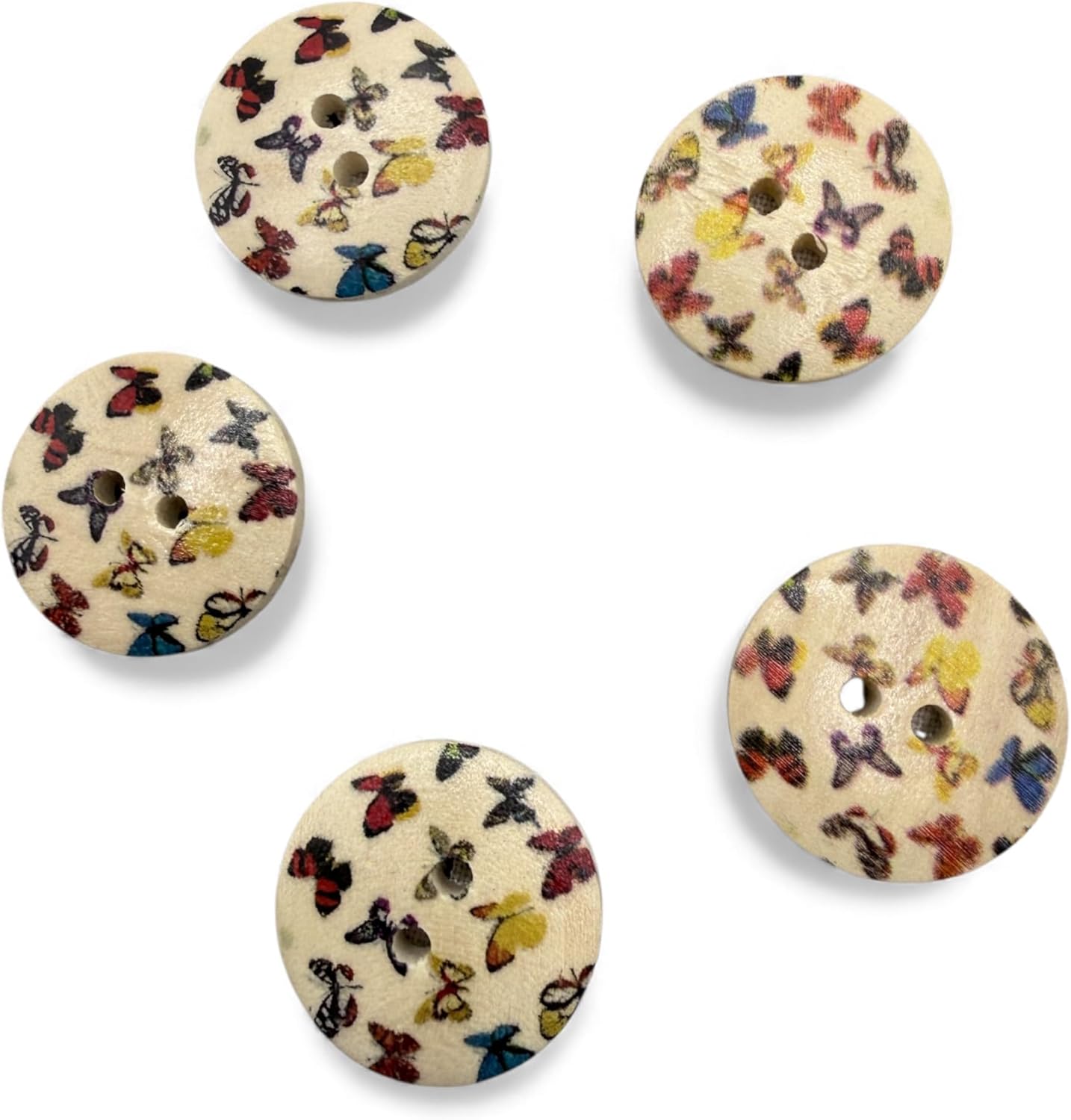 Wooden Buttons with Butterfly Pattern, 20mm, Pack of 10