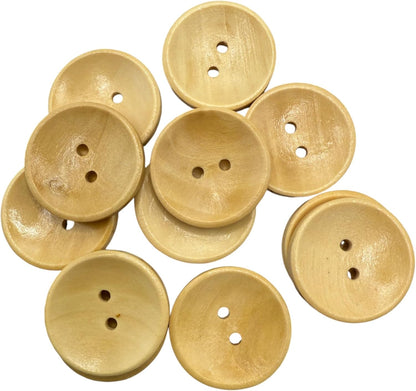 Wooden Buttons, Oval, 25mm, 2 Hole, Natural Material, Pack of 10
