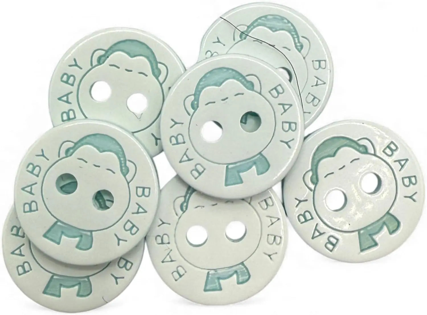 Decorative Baby Buttons, 12.5mm, Blue and White, Pack of 10