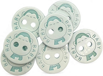 Decorative Baby Buttons, 12.5mm, Blue and White, Pack of 10