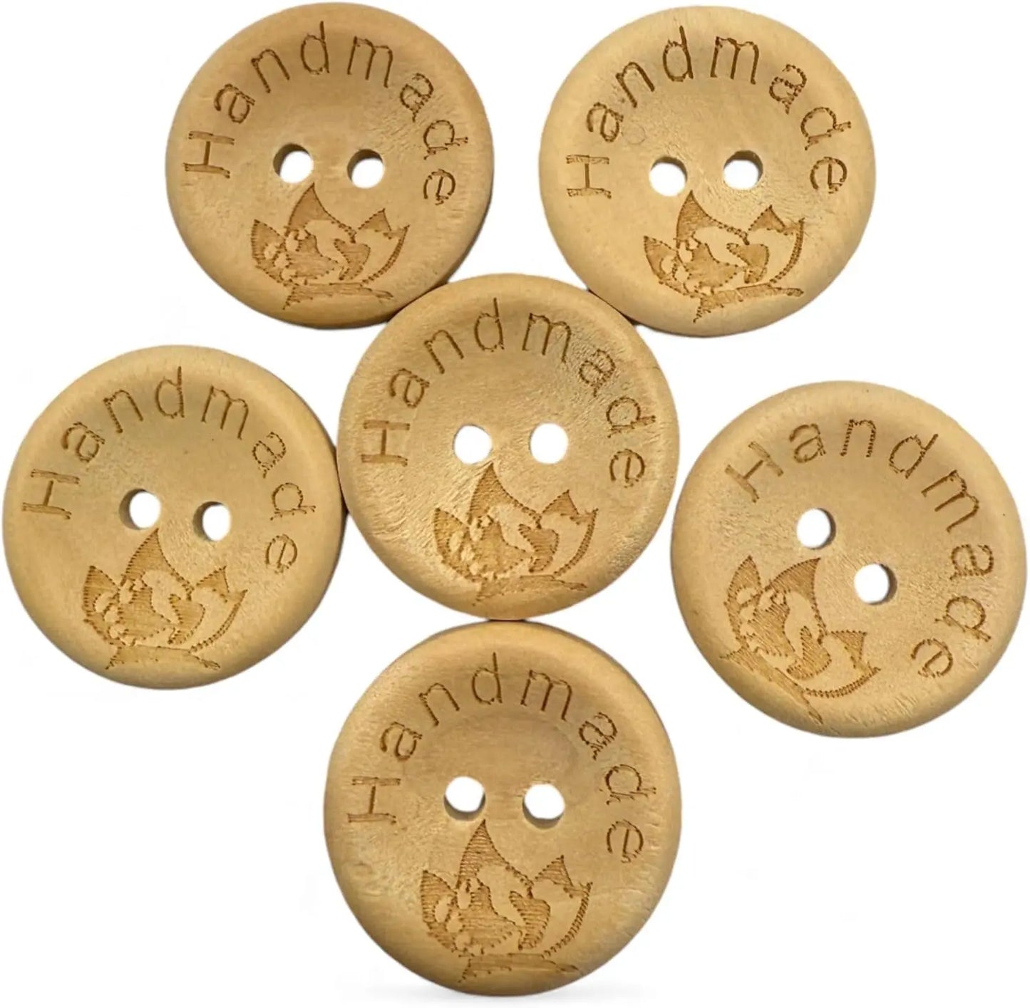 Natural Wooden Buttons, 20mm Diameter, Handmade Engraved Design, Pack of 10, Round Shape, Decorative Craft Accessories
