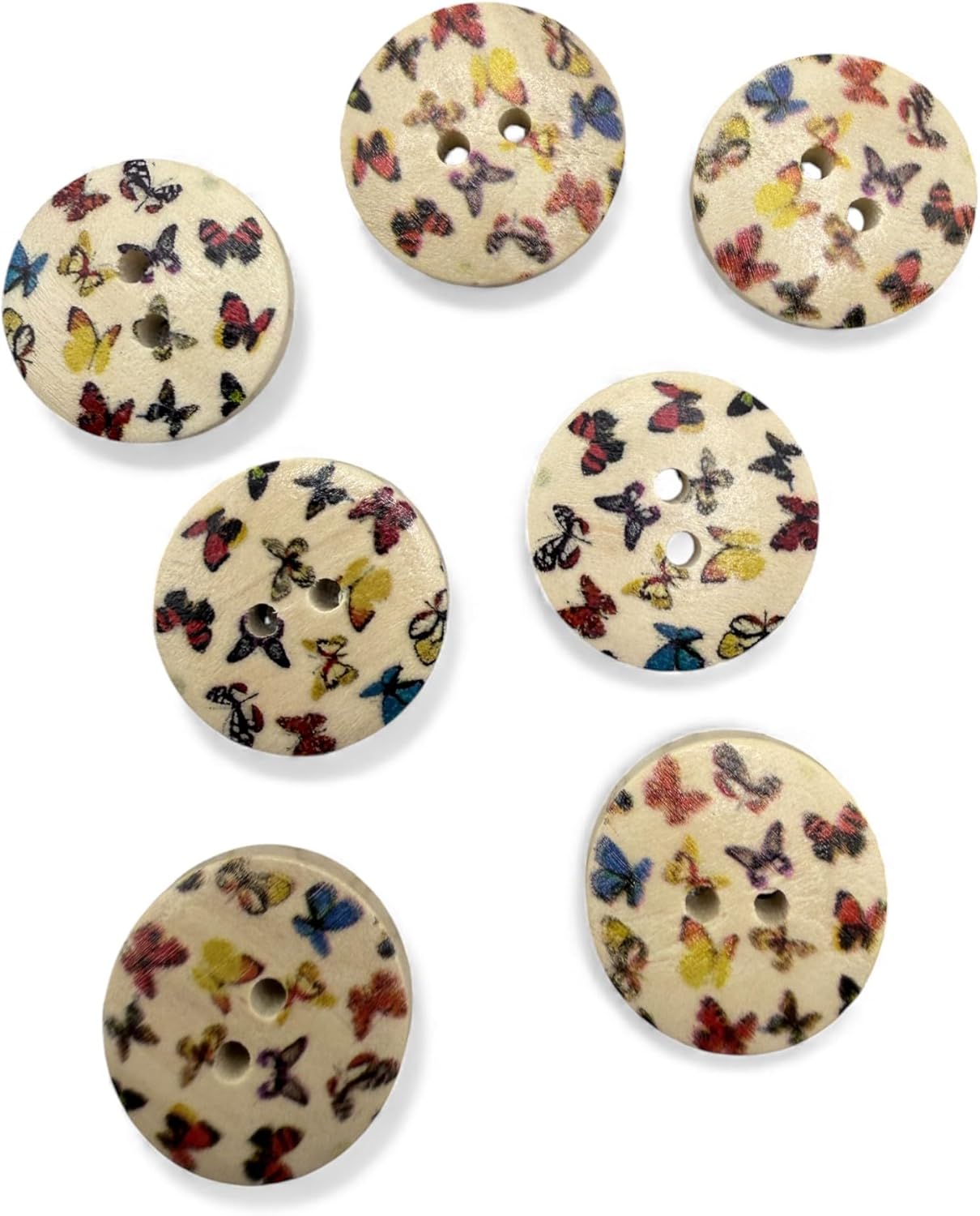 Wooden Buttons with Butterfly Pattern, 20mm, Pack of 10