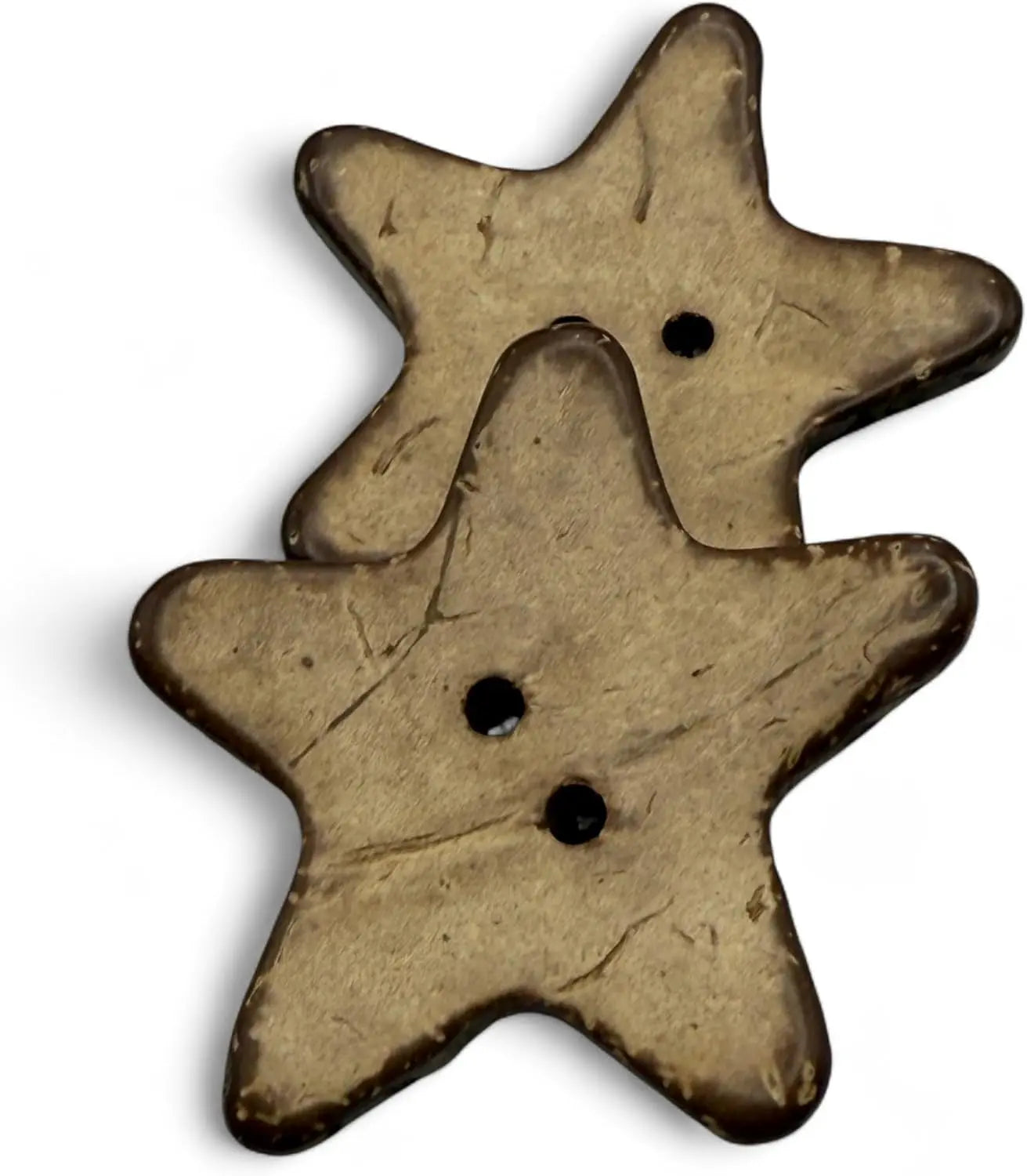 Natural Coconut Star Shaped Buttons, 35mm, 2-Hole, Pack of 6