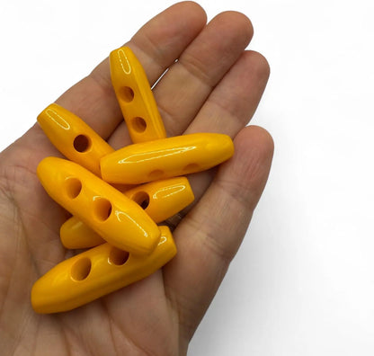 Toggle Buttons, 38mm, Orange, 2-Hole, Pack of 6