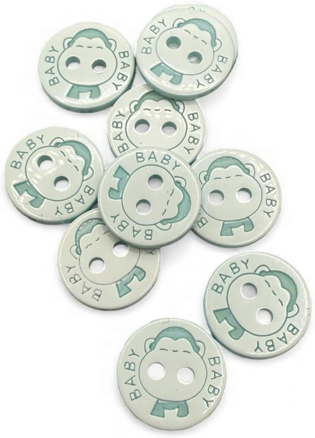 Decorative Baby Buttons, 12.5mm, Blue and White, Pack of 10