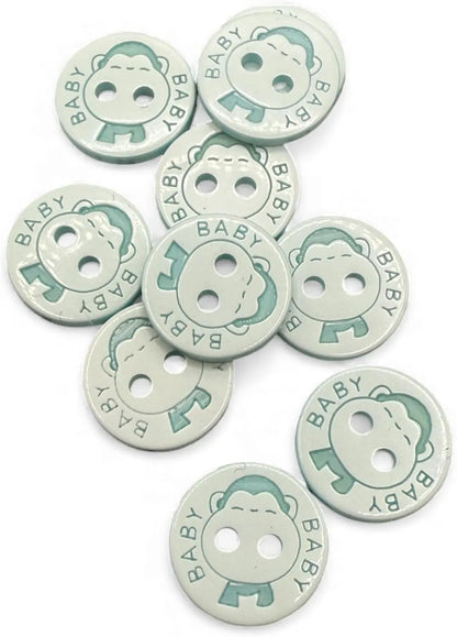 Decorative Baby Buttons, 12.5mm, Blue and White, Pack of 10