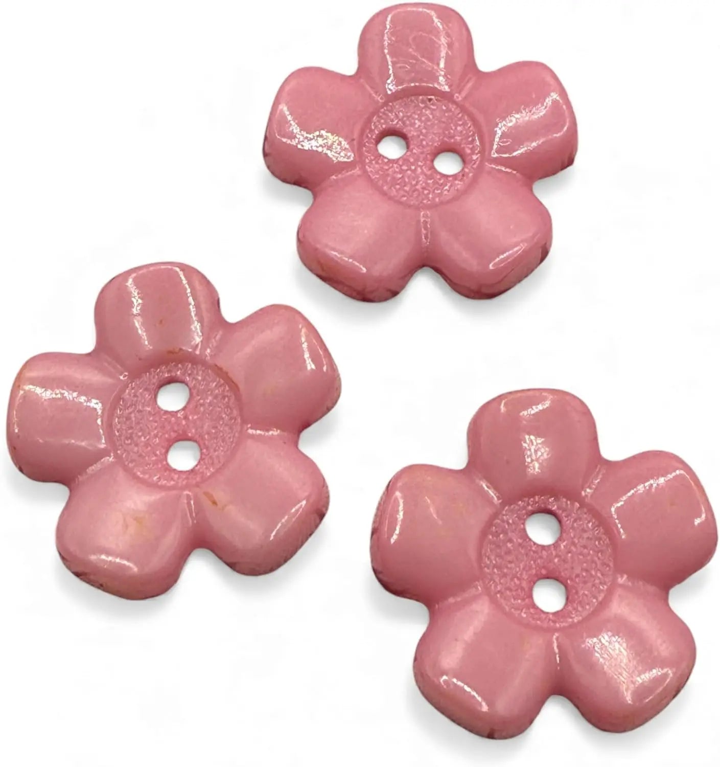 Decorative Acrylic Flower Buttons, Baby Pink, 20mm, 2-Hole Design, Pack of 10