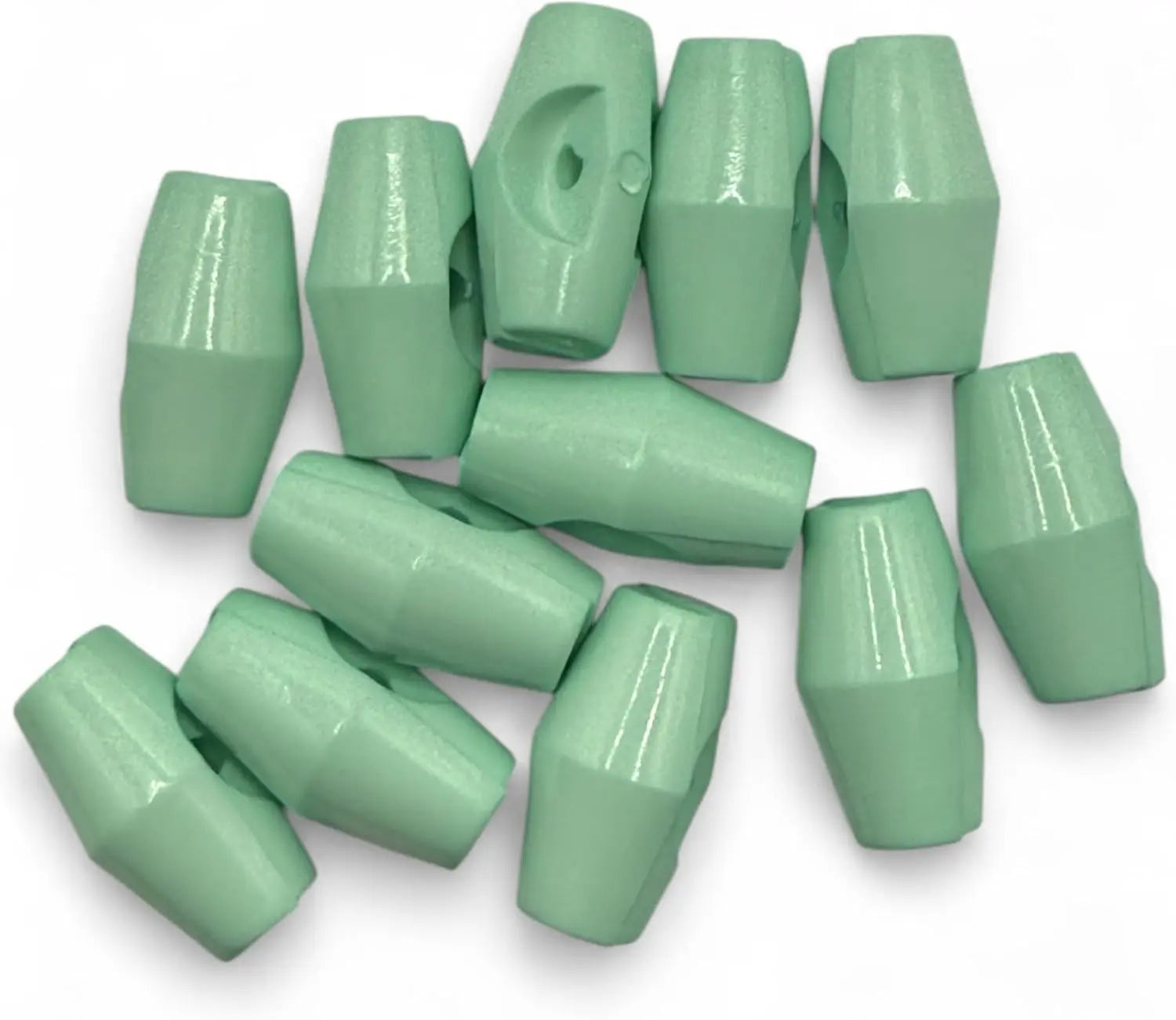 Toggle Buttons for Baby Clothing, 19mm Mint Green Plastic Duffle Fasteners, 6-Pack