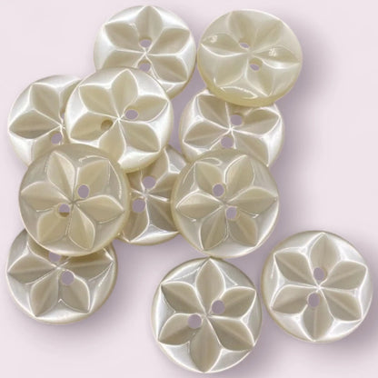 Star Sewing Buttons, 11mm 14mm 16mm, 11 Colours, Pack of 12, Classic British Style (01 White, 11mm)