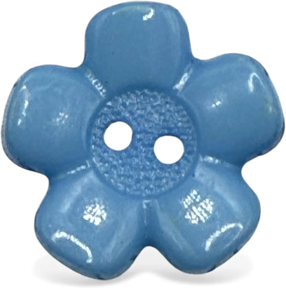 Blue Acrylic Flower Buttons, 20mm, 2 Hole Design, Pack of 10