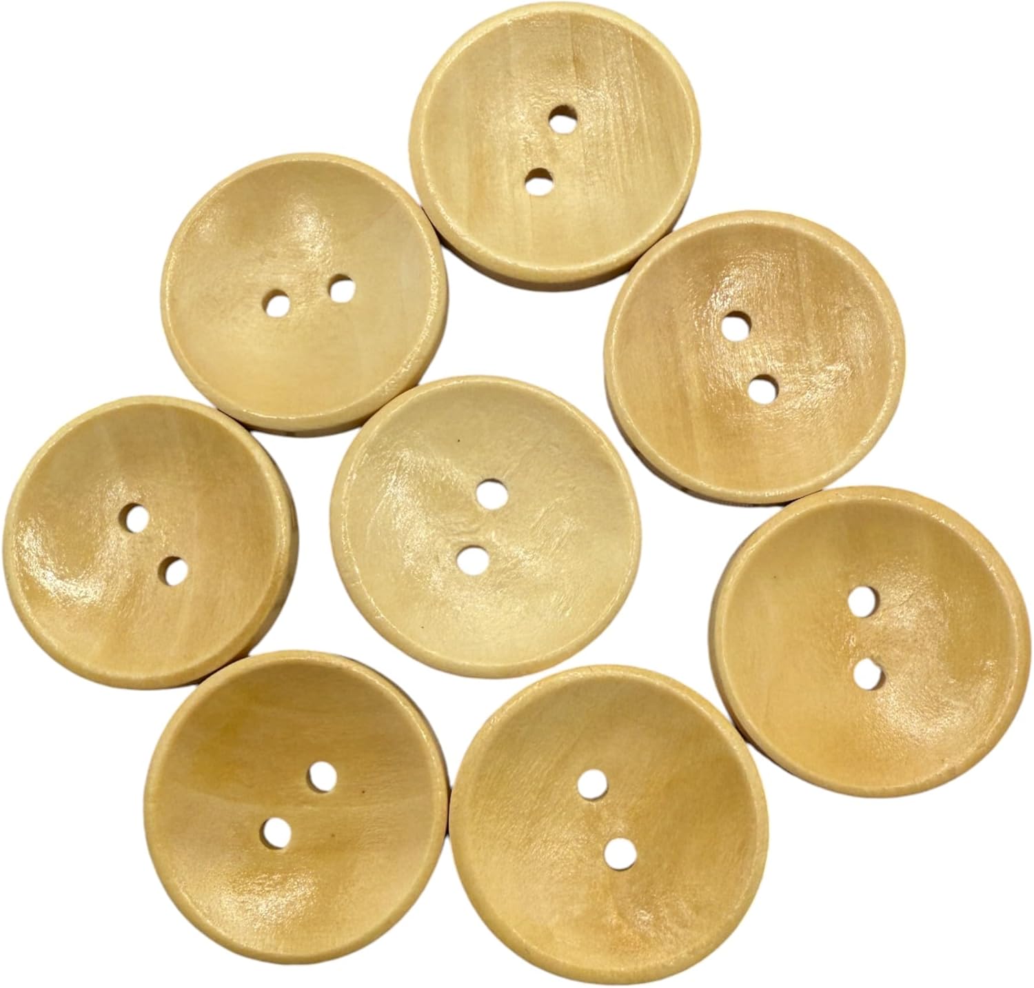 Wooden Buttons, Oval, 25mm, 2 Hole, Natural Material, Pack of 10