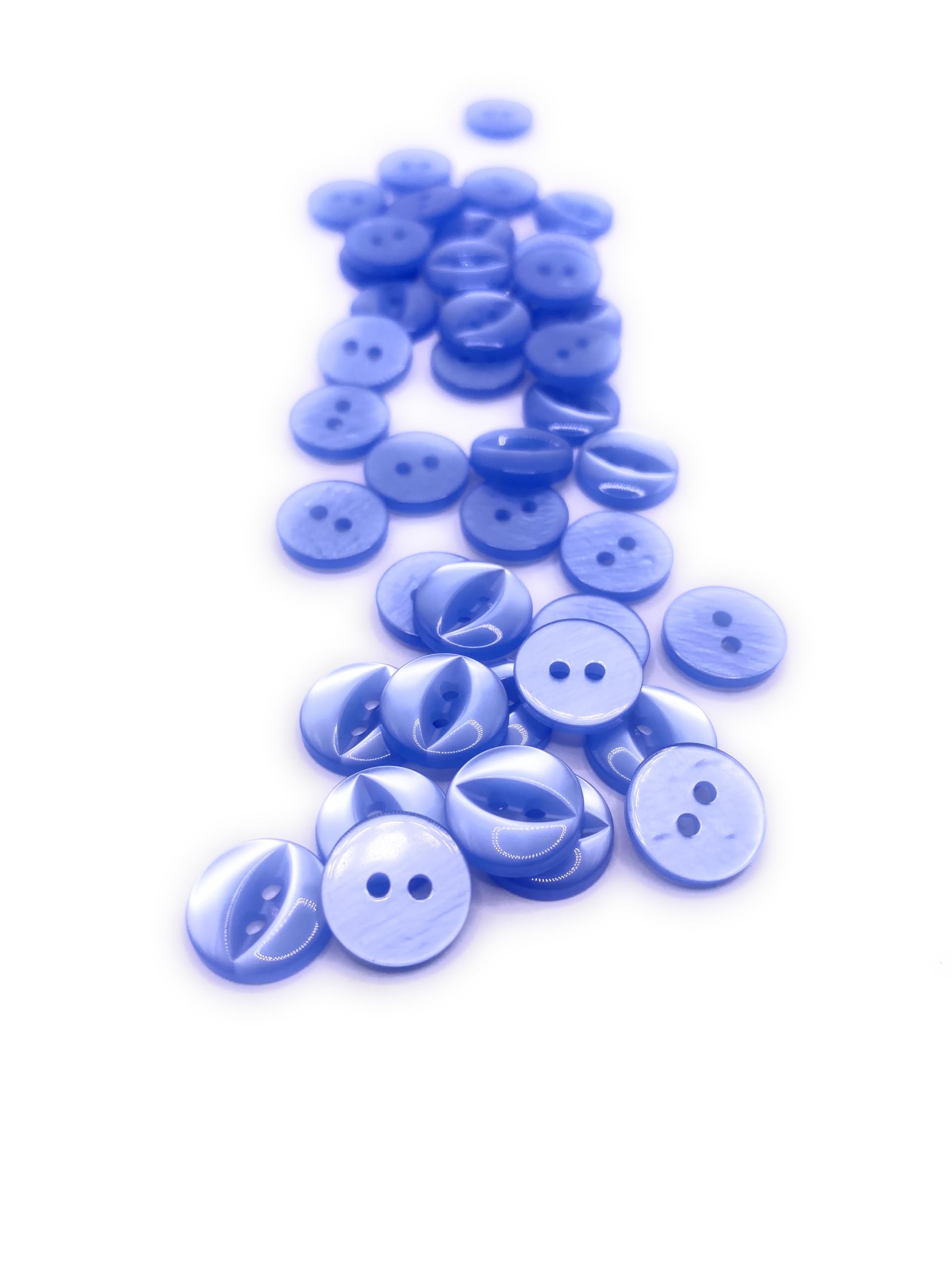 Fisheye Buttons 3 Sizes 2 Hole Baby Knitting Pack of 10 (37 Mid Blue 16.5mm)