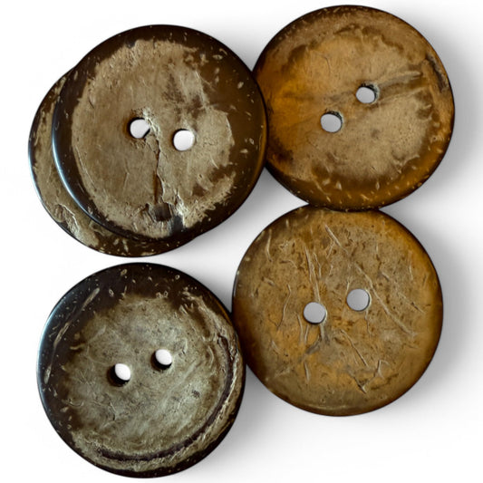 KnitForLess Natural Coconut Buttons 38mm 2 Hole Large 10