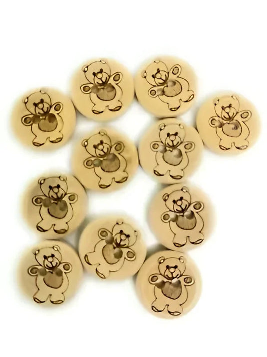 10Pcs 15mm Natural Wooden Buttons for Baby Cardigans and Crafting Small Hole Sewing Knitting Teddy Bear Crafts