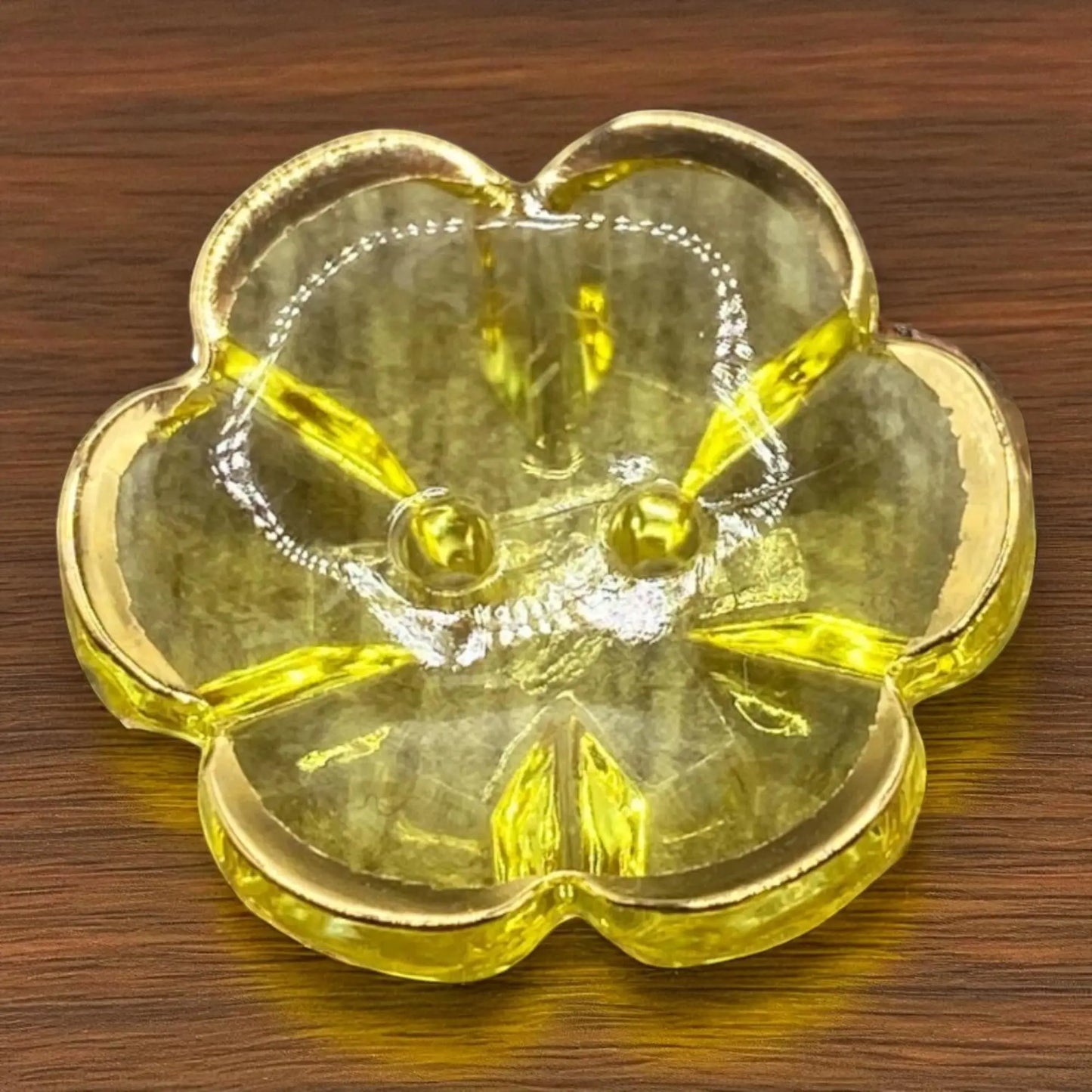 Clear Acrylic Flower Buttons with Gold Rim, 13mm/15mm/20mm, 2-Hole, Pack of 12, 10 Colours (Baby Blue, 13mm)