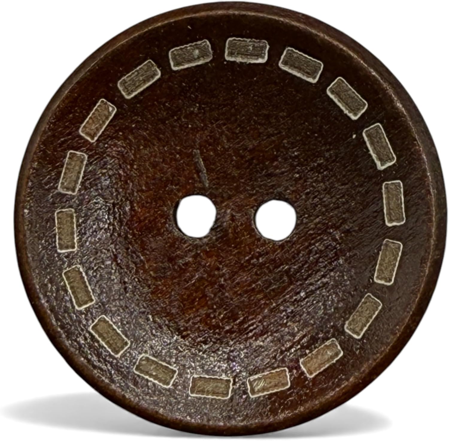 Wooden Buttons with Outer Stitch Mark, Brown, 30mm, Round, Pack of 10