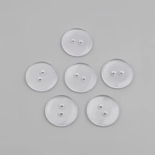KnitForLess 15mm Buttons Clear Transparent Sewing 2 Hole Pack of 10