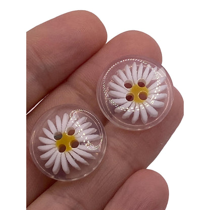 KnitForLess Clear Resin Daisy Flower Shaped Buttons 20mm 4 Hole for Sewing Knitting Jewellery Making Craft Projects