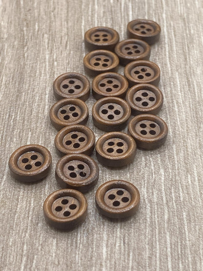 KnitForLess 11.5mm Brown Wooden Buttons Great for Baby Knitting Cardigans Doll Clothing 4 Hole 30