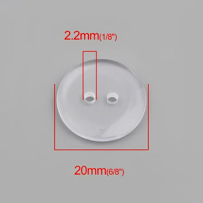 KnitForLess 20mm Buttons Clear Transparent Sewing Bedding Knitting 2 Holes Pack of 10