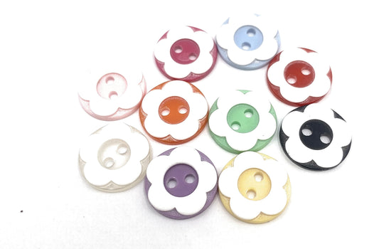 KnitForLess 100Pcs 12.5mm Resin Small Flower Buttons 2 Hole Plastic Craft Double for Childern Sewing Baby Cardigans