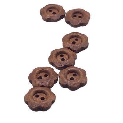 KnitForLess 10Pcs 14mm Wooden Flower Buttons for Embroidery Sewing Knitting 2 Hole Childrens Cardigans