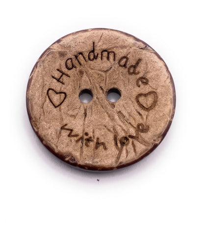 KnitForLess 10Pcs 3 Sizes Coconut Shell Buttons Handmade with Love 2 Holes Button for Clothes Sewing Jewelry Making