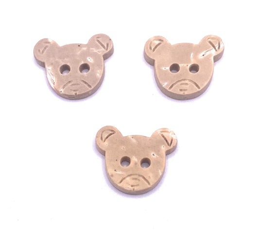 KnitForLess Natural Coconut Shell Buttons Teddy Bear Head Small 13mm Baby Cadigans Crafts Scrapbooking 10