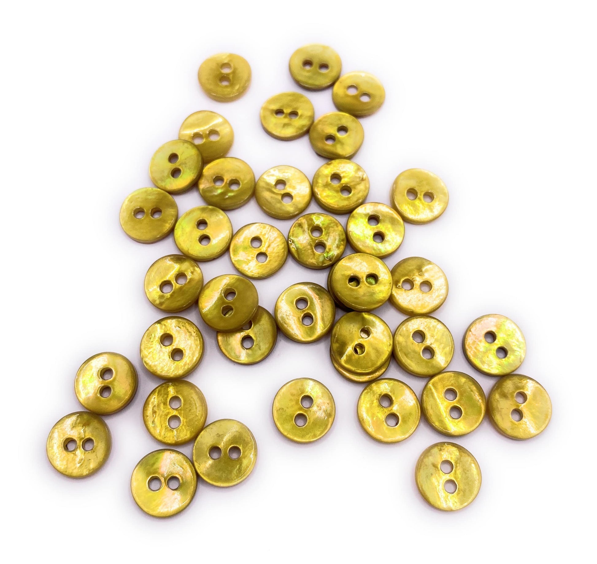 KnitForLess 20Pcs 9mm Shell Yellow Mother of Pearl Buttons Baby Cardigans Handmade Knitting