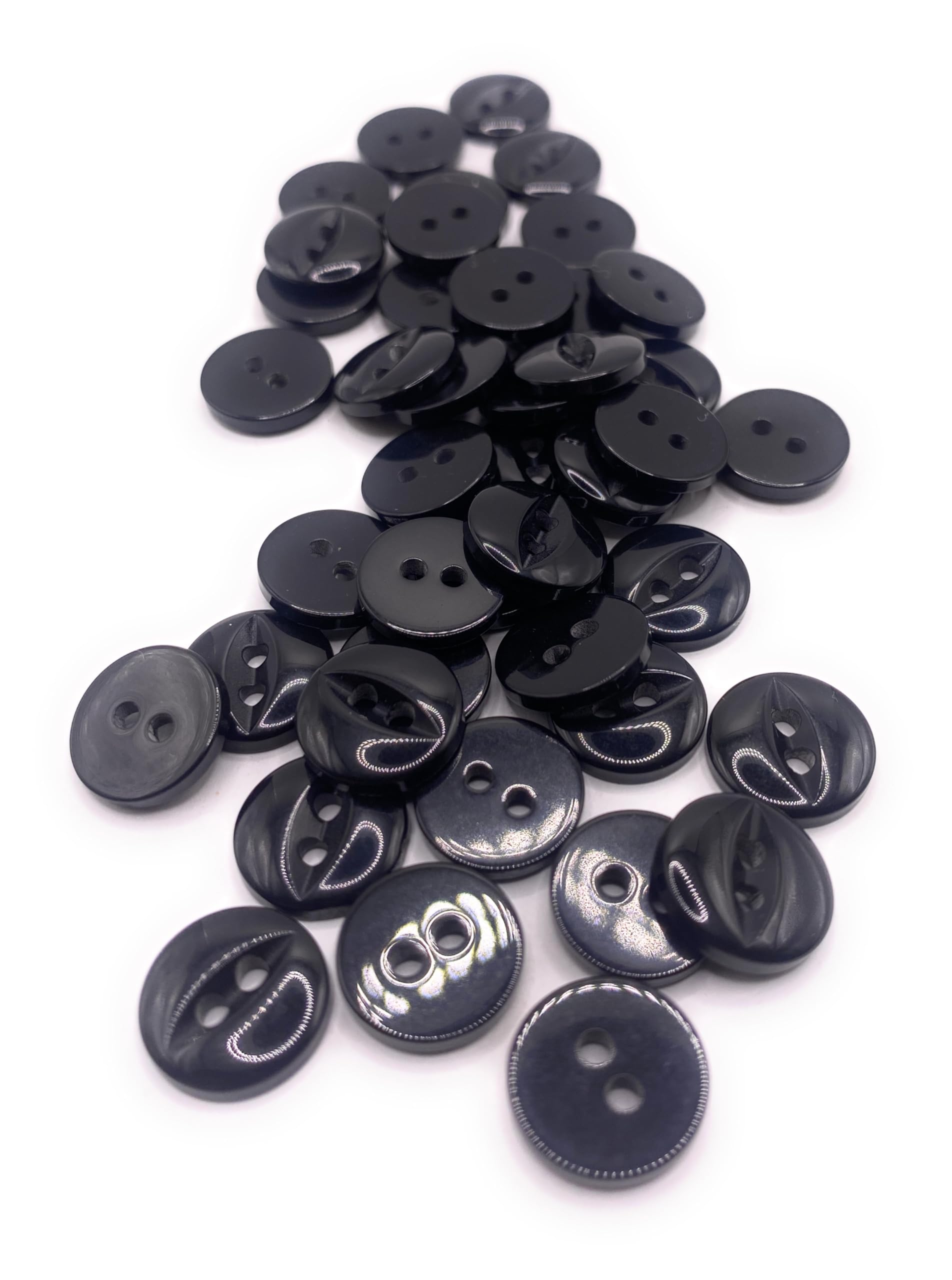 Fisheye Buttons 3 Sizes 2 Hole Baby Knitting Pack of 10 (10 Black 16.5mm)