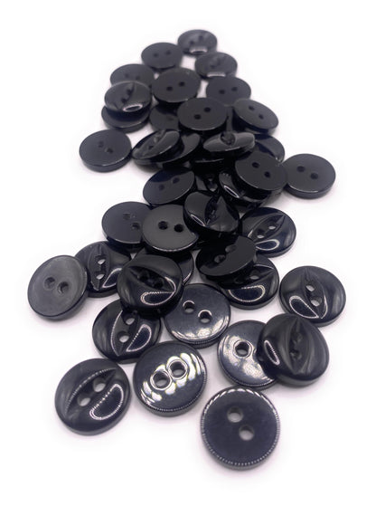 Fisheye Buttons 3 Sizes 2 Hole Baby Knitting Pack of 10 (10 Black 16.5mm)