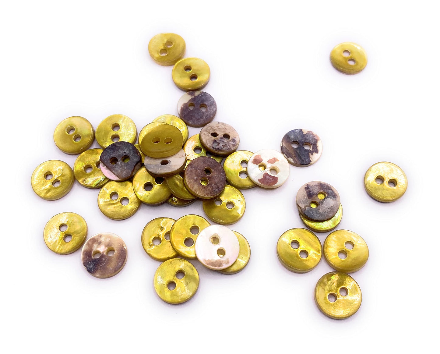 KnitForLess 20Pcs 9mm Shell Yellow Mother of Pearl Buttons Baby Cardigans Handmade Knitting