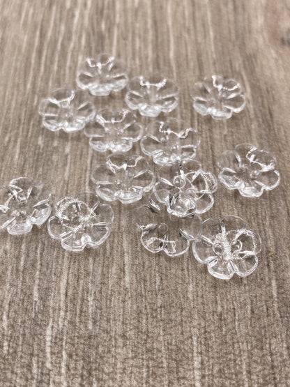 KnitForLess 13mm Buttons 7 Colours Clear Rose Flower Baby Cardigans Knitting Crafts Pack of 10