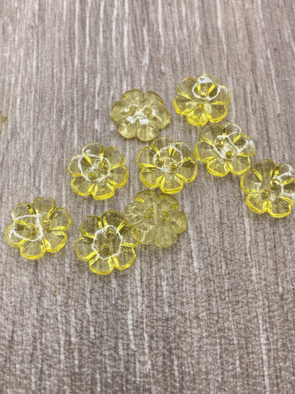 KnitForLess 13mm Buttons 7 Colours Clear Rose Flower Baby Cardigans Knitting Crafts Pack of 10