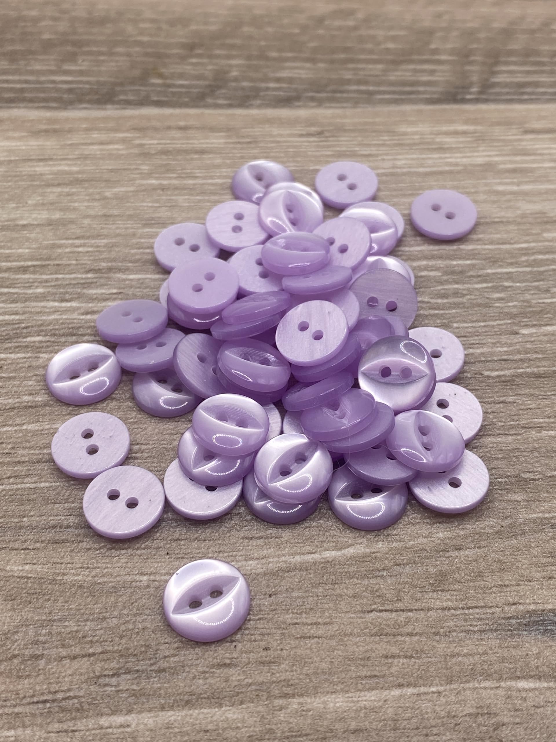 Fisheye Buttons 3 Sizes 2 Hole Baby Knitting Pack of 10 (15 Lilac 16.5mm)
