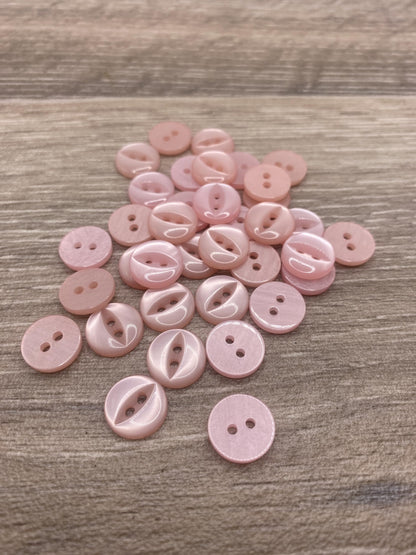 Fisheye Buttons 3 Sizes 2 Hole Baby Knitting Pack of 10 (05 Light Pink 16.5mm)