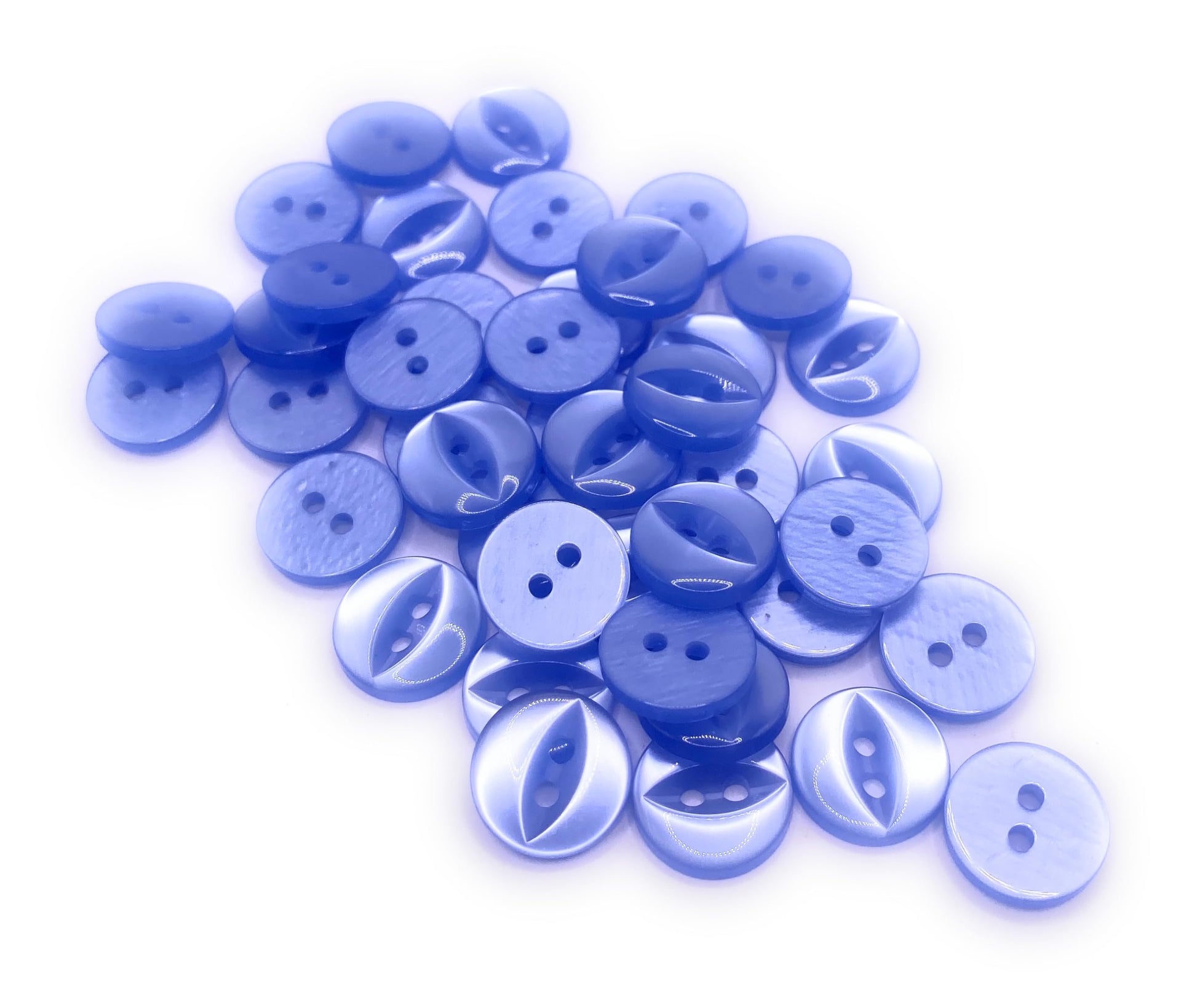 Fisheye Buttons 3 Sizes 2 Hole Baby Knitting Pack of 10 (37 Mid Blue 16.5mm)