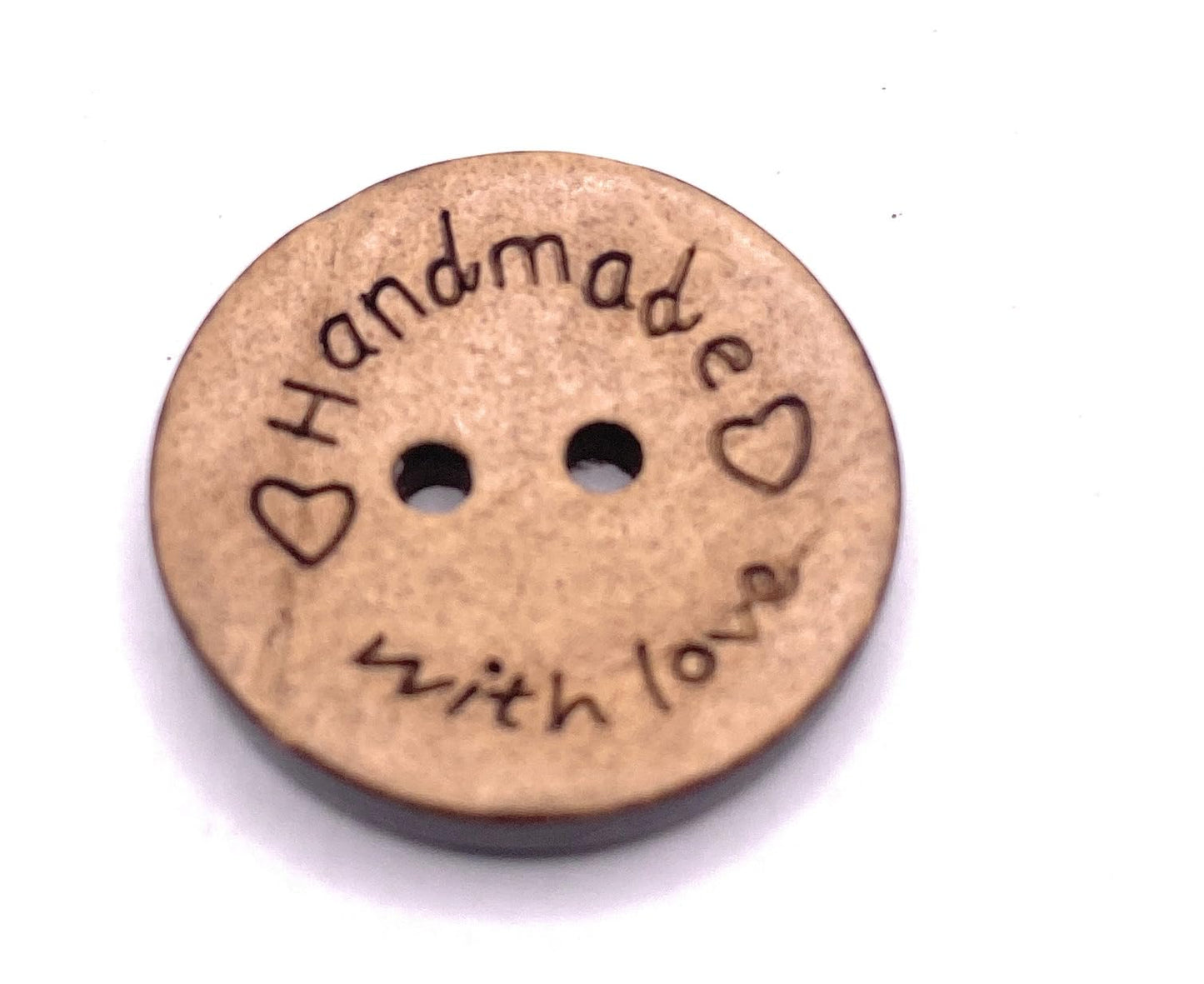 KnitForLess 10Pcs 3 Sizes Coconut Shell Buttons Handmade with Love 2 Holes Button for Clothes Sewing Jewelry Making