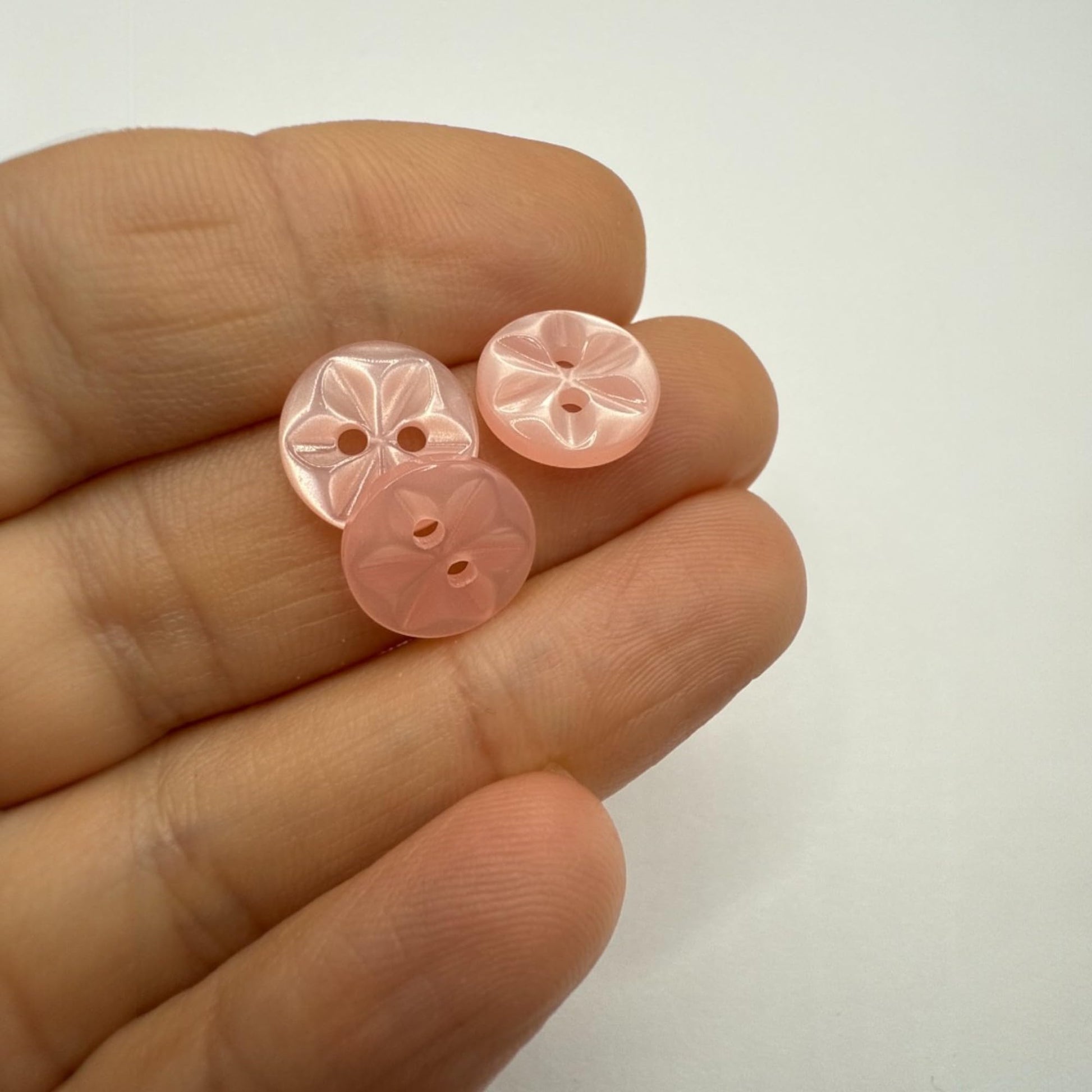 KnitForLess 11mm Baby Pink Star Flower Buttons 12 Pack Polyester Sewing & Craft