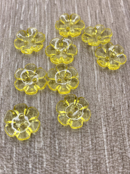 KnitForLess 13mm Buttons 7 Colours Clear Rose Flower Baby Cardigans Knitting Crafts Pack of 10 Yellow