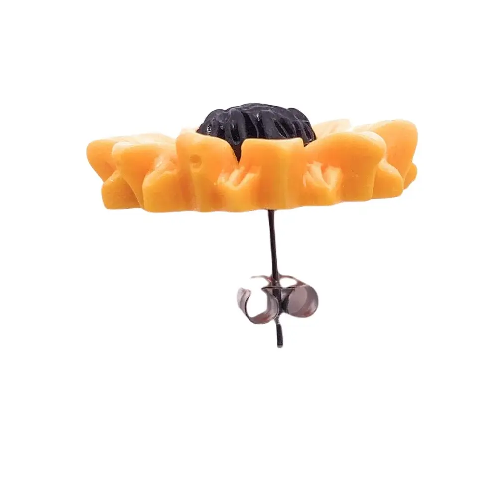 Sunflower stud earring.