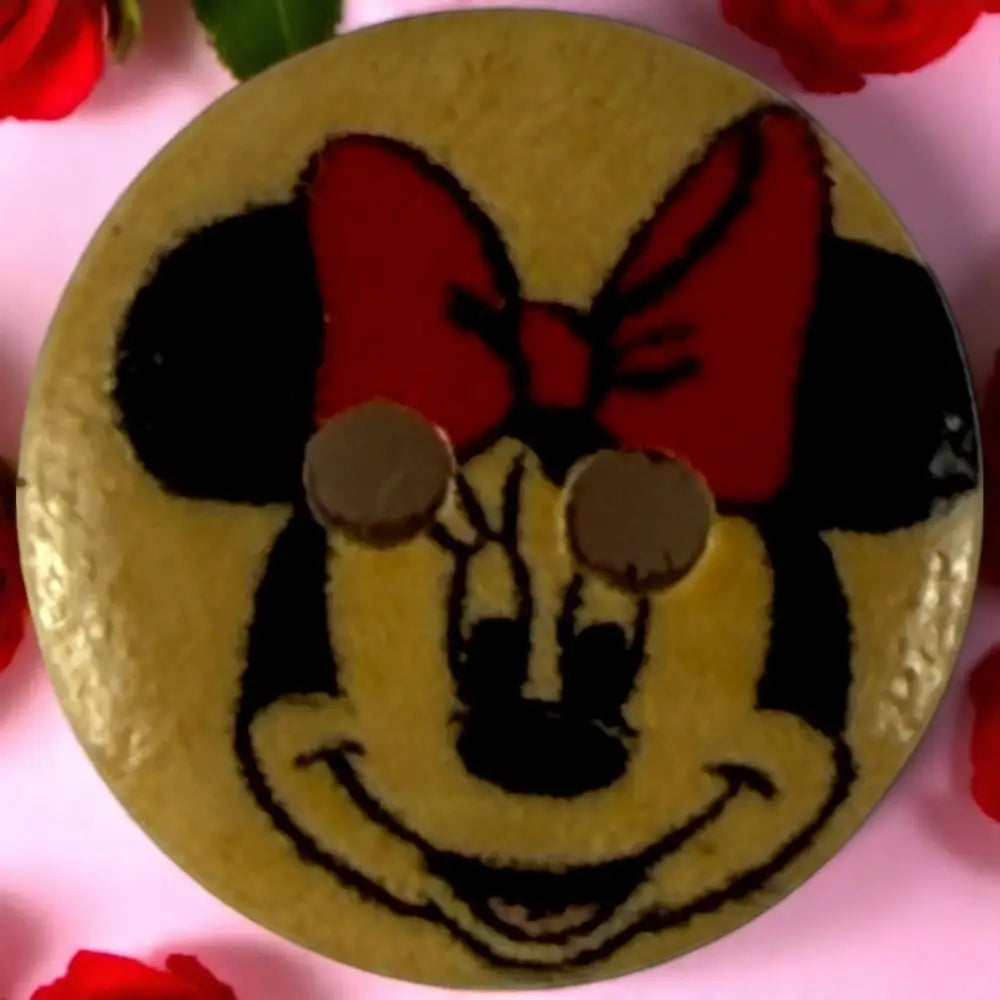 Disney 15mm Minnie Mouse Wooden Sewing Buttons - 2 Hole Knitting Cardigan - Pack of 10 - Cute Craft Supplies for Kids &
