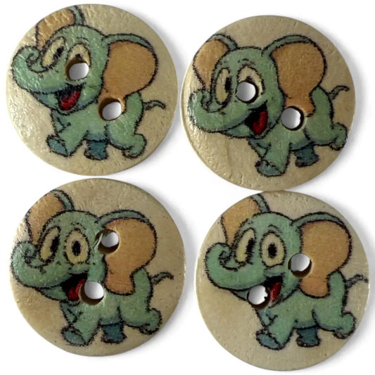 Disney Dumbo Wooden Sewing Buttons 15mm 2 Hole Pack of 10