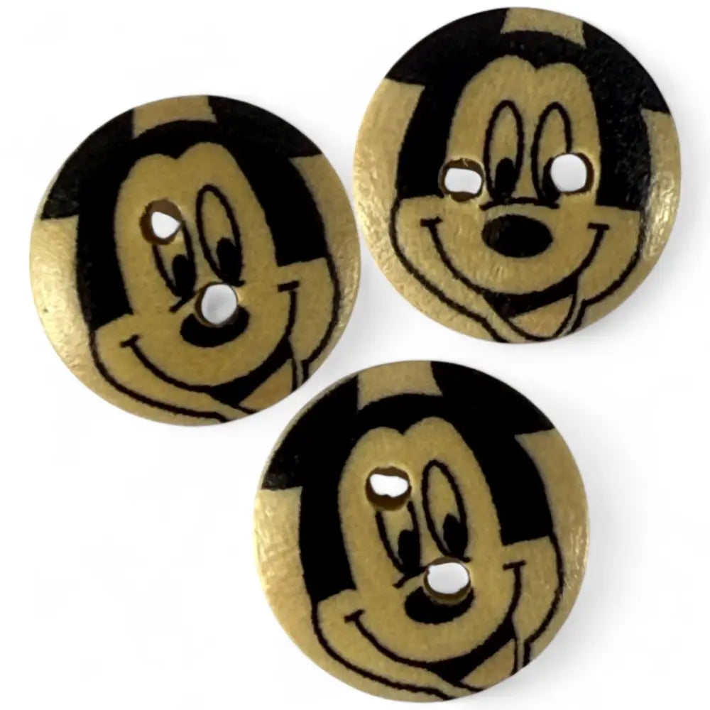 Disney Mickey Mouse Wooden Buttons 15mm Pack of 10