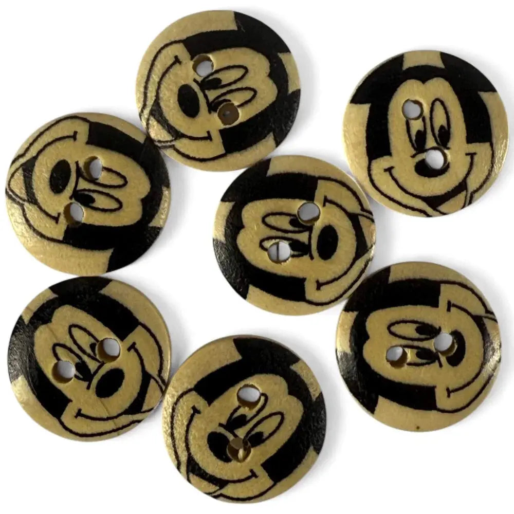 Mickey's Rival Buttons Disney Mickey Mouse Wooden Buttons, 15mm, Pack of 10 - KnitForLess